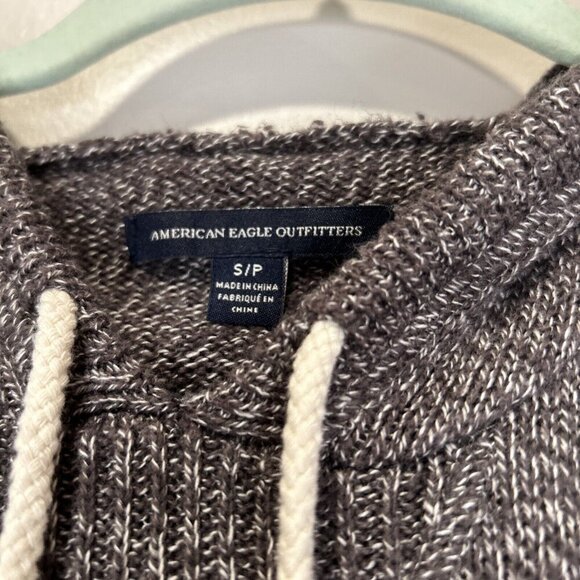American Eagle Outfitters Size Small brown knit hoodie sweater drawstring casual - Picture 4 of 7